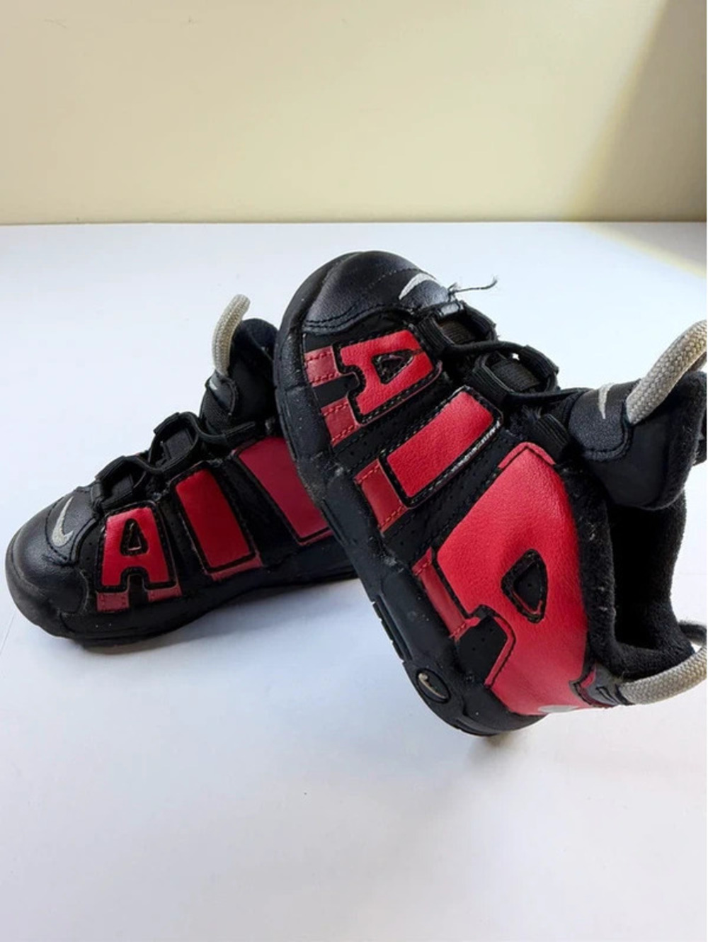 Nike Toddlers Air More Uptempo Bred Black Red Sneaker Shoes Size 7C DM0020-001
